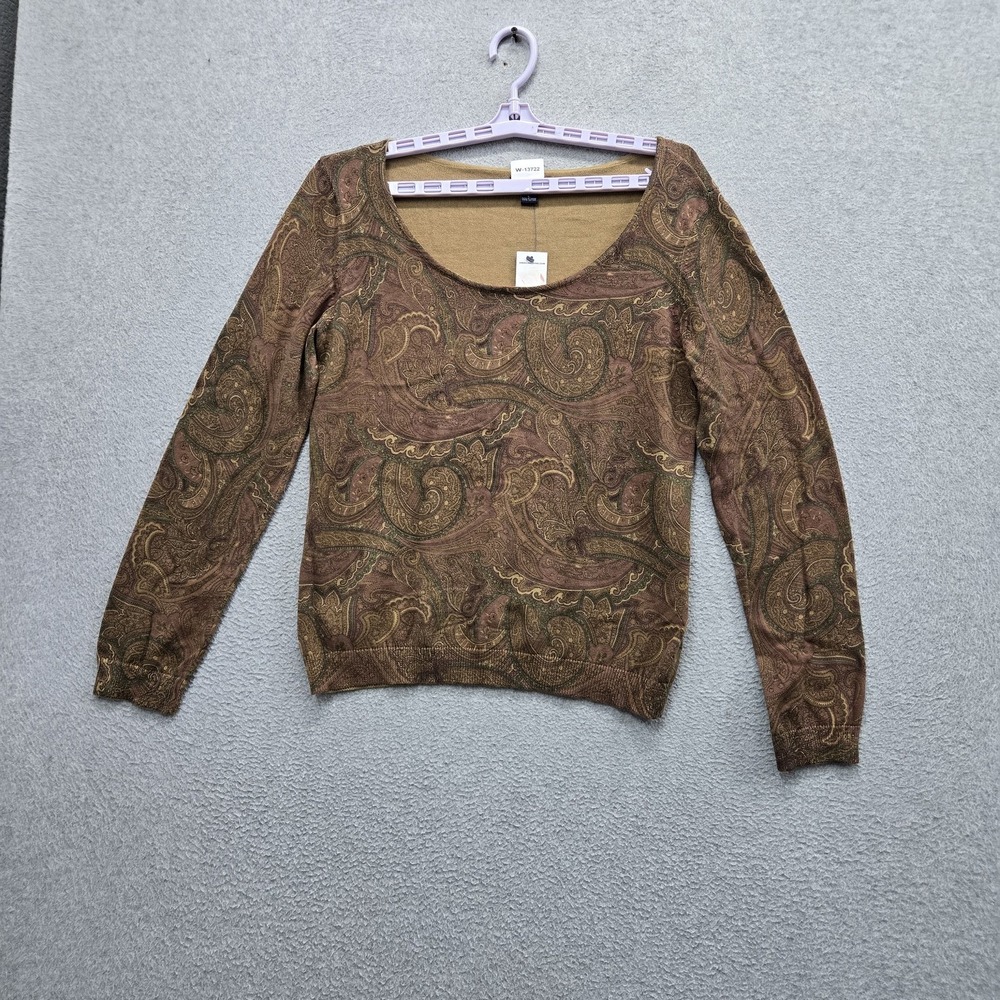 American Living Women Sweater L Brown Paisley NWT